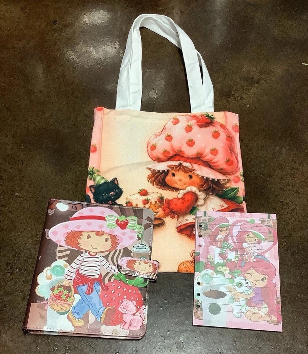 Strawberry Shortcake Starbucks A5 Binder w/ Printed Stationery paper & Tote